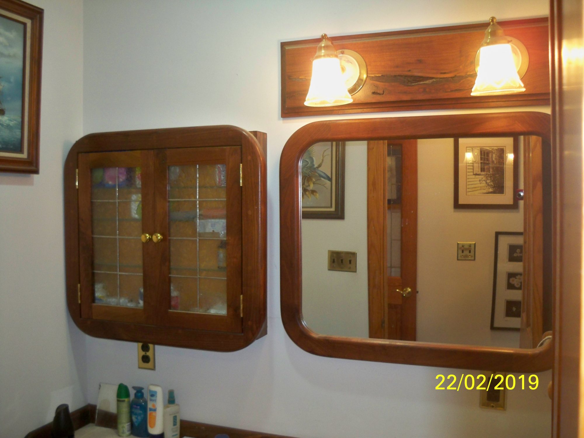 Walnut Medicine Cabinet Mirror And Lights Doosewood